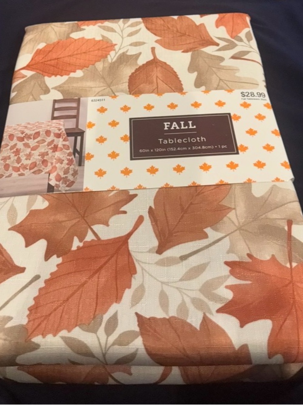 Hobby Lobby Fall Leaf Tablecloth - Orange and Tan